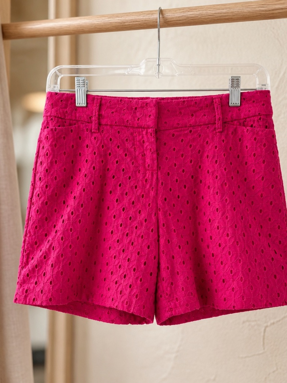 The Limited Hot Pink Eyelet High Waist Women's Shorts
